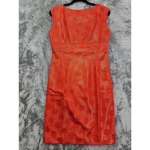 Vintage Gillian Dress Womens‎ 10 Orange Gold Metallic Silk Sleeveless Sheath